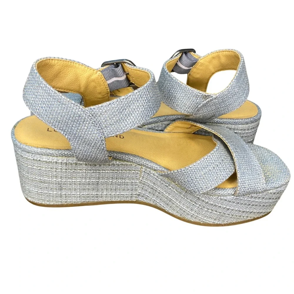 Lucky Brand Womens Light Blue Woven Platform Sandals Block Heel‎ Buckle Strap 6